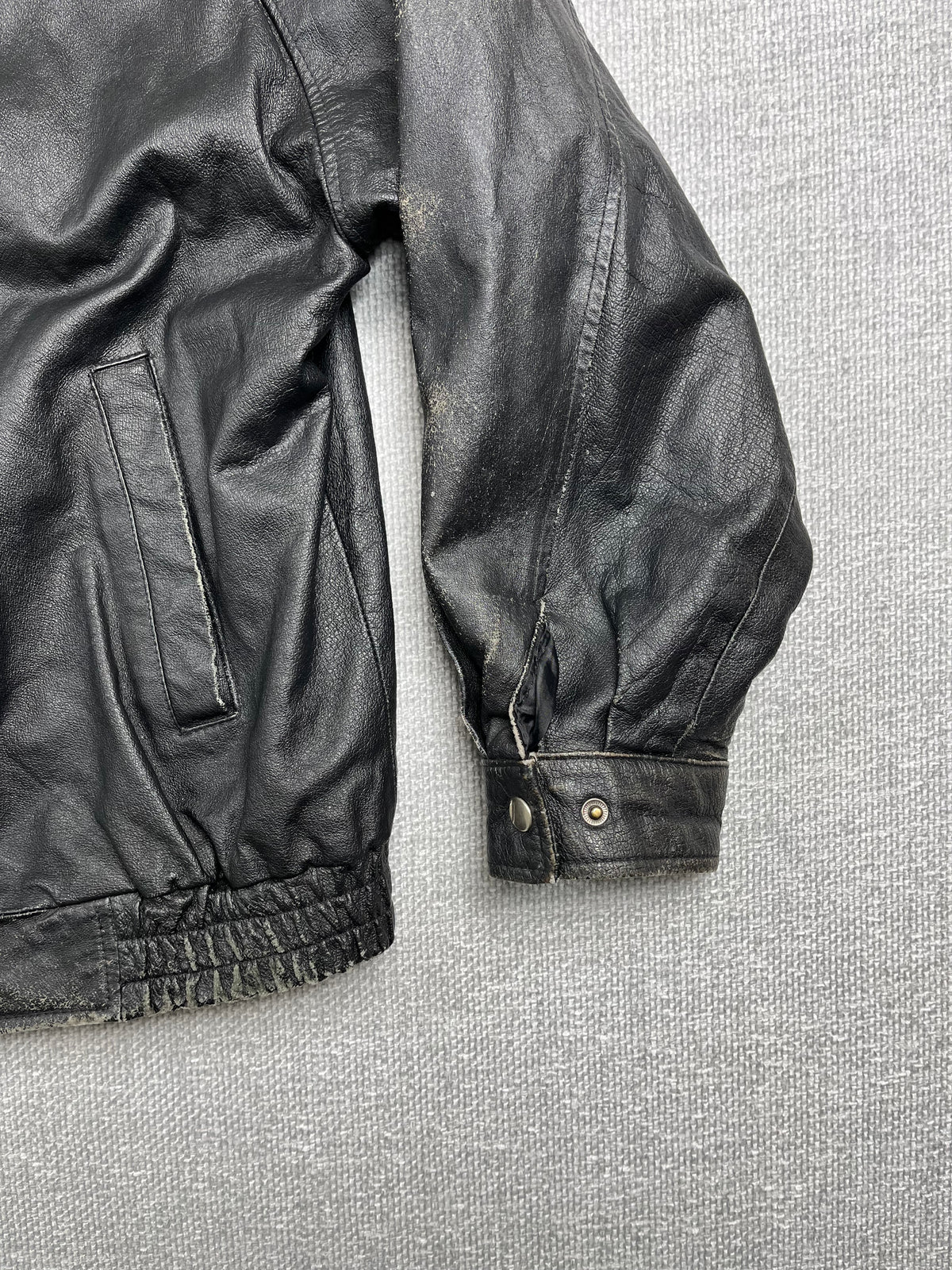 90's Black Leather Bomber Jacket