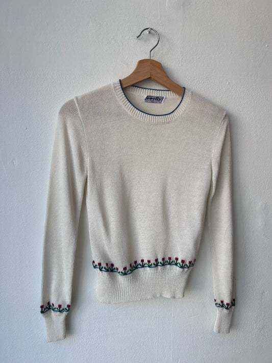 80's Flower Knit Sweater