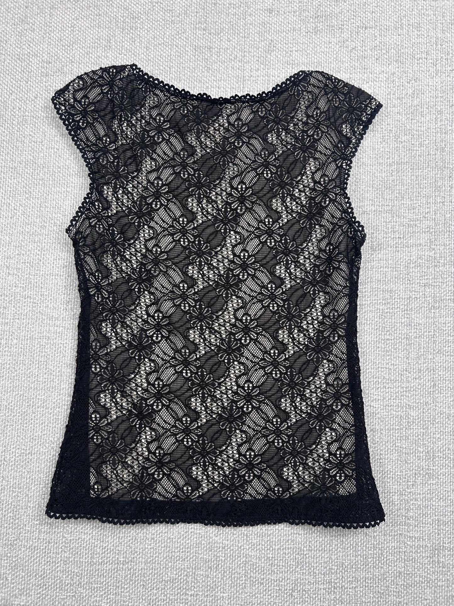 90’s Black Floral Lace Tank Top