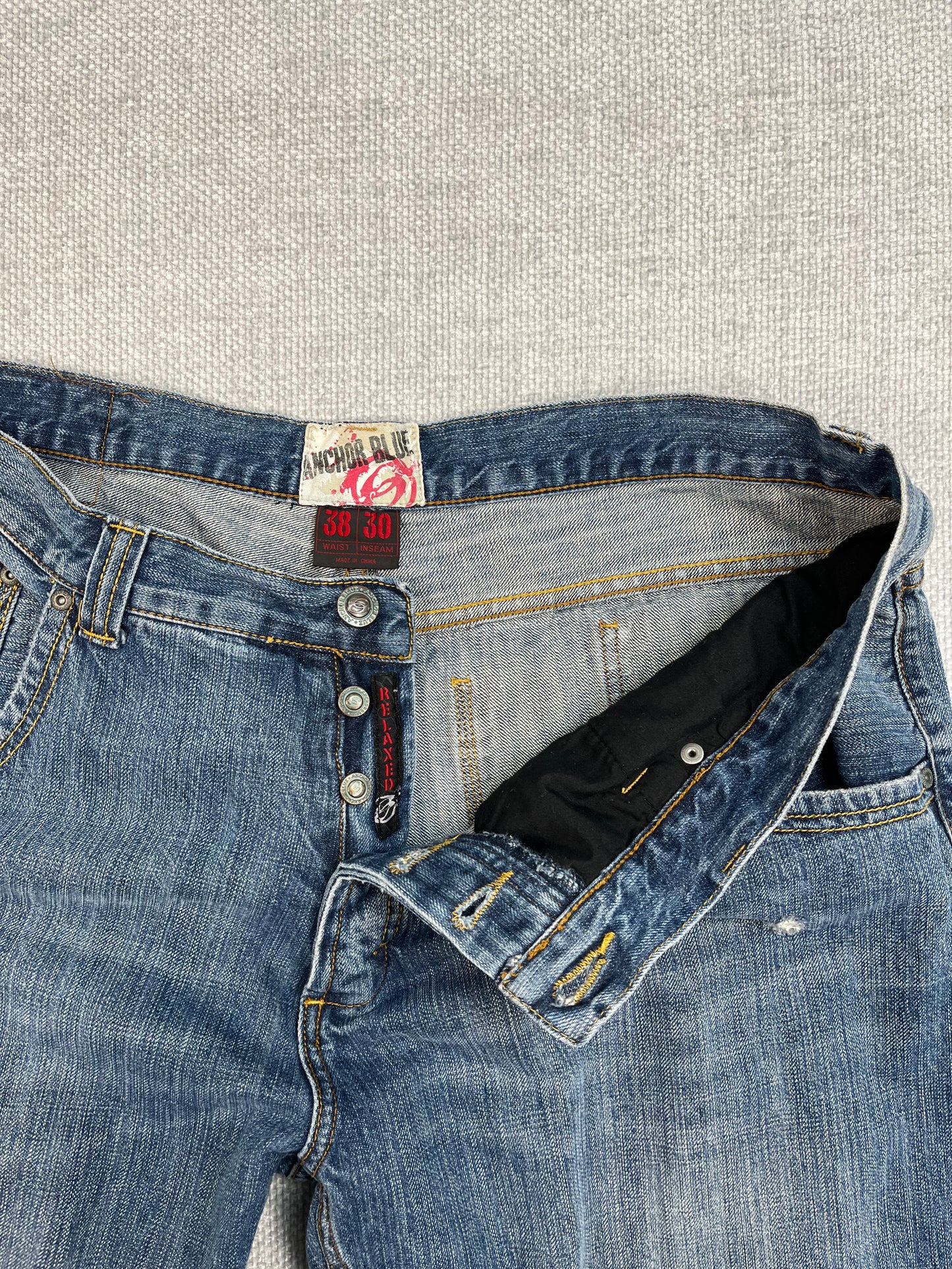 Y2K Anchor Blue Baggy Jeans 38"