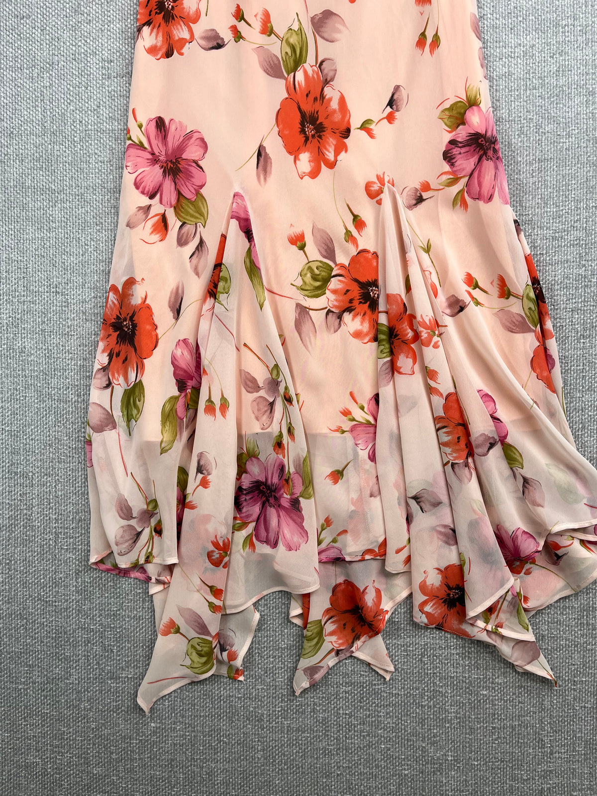 90's Asymmetrical Pink Floral Dress