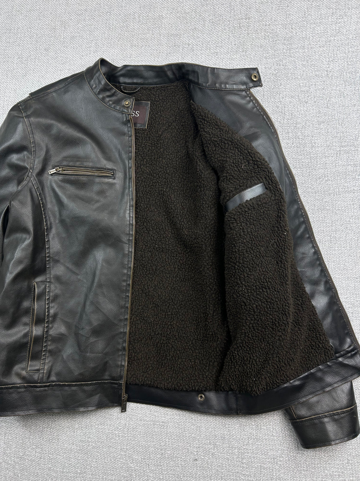 Y2K Guess Cafe Moto Leather Jacket