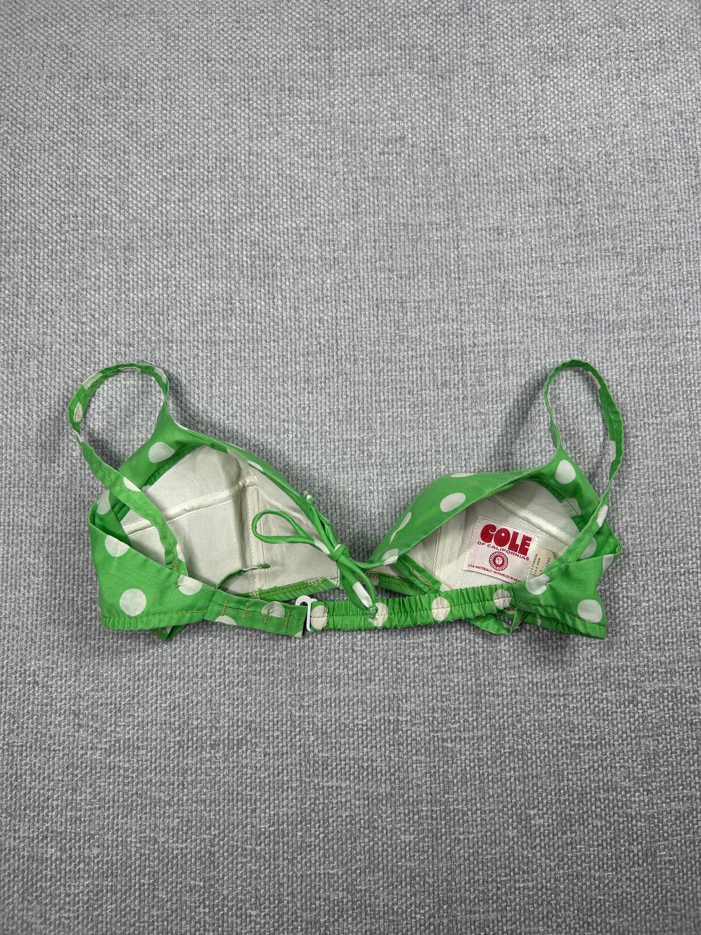 70's Green Polka Dot Bikini Top