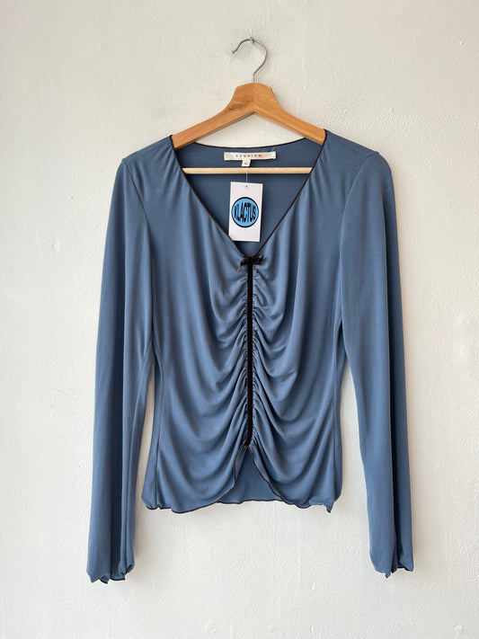 Y2K Blue Ruffle Long Sleeve