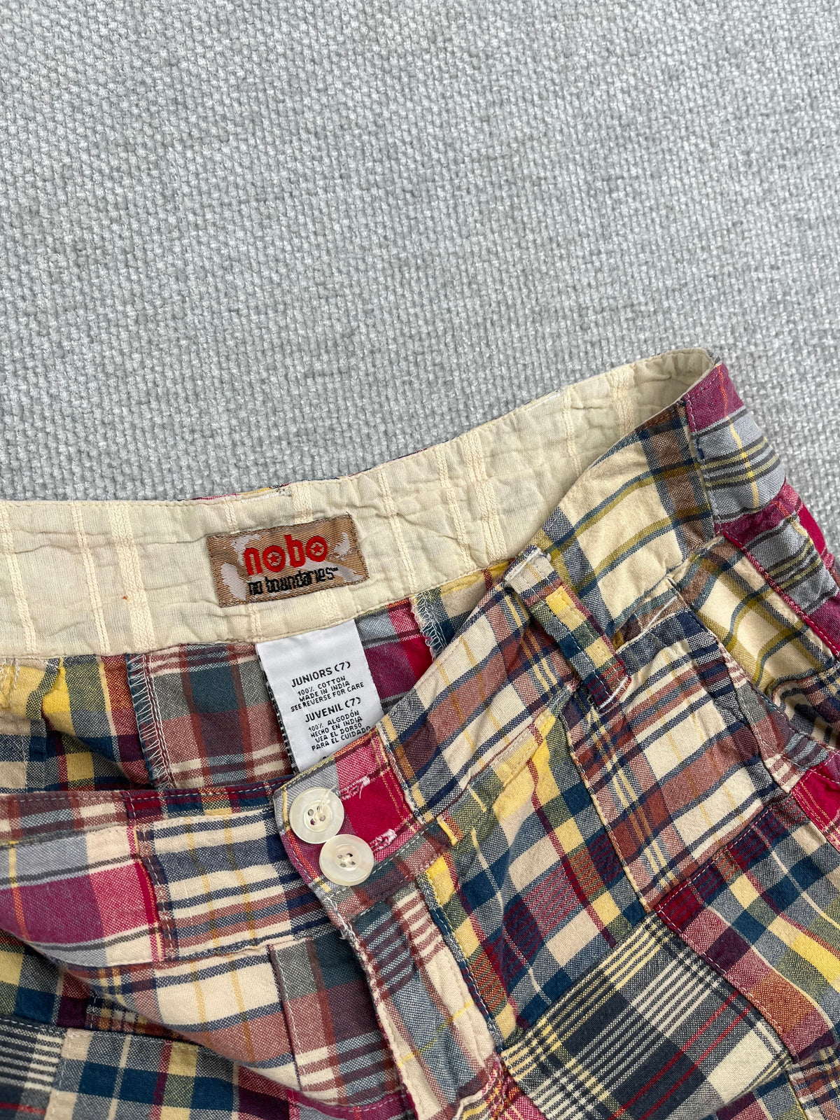 Y2K Patchwork Plaid Shorts 28"