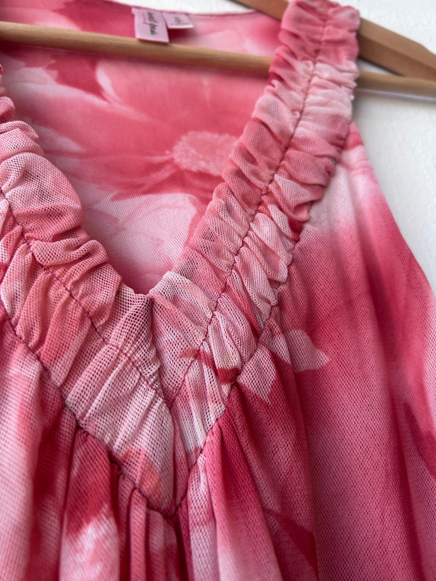 Y2K Mesh Pink Floral Top