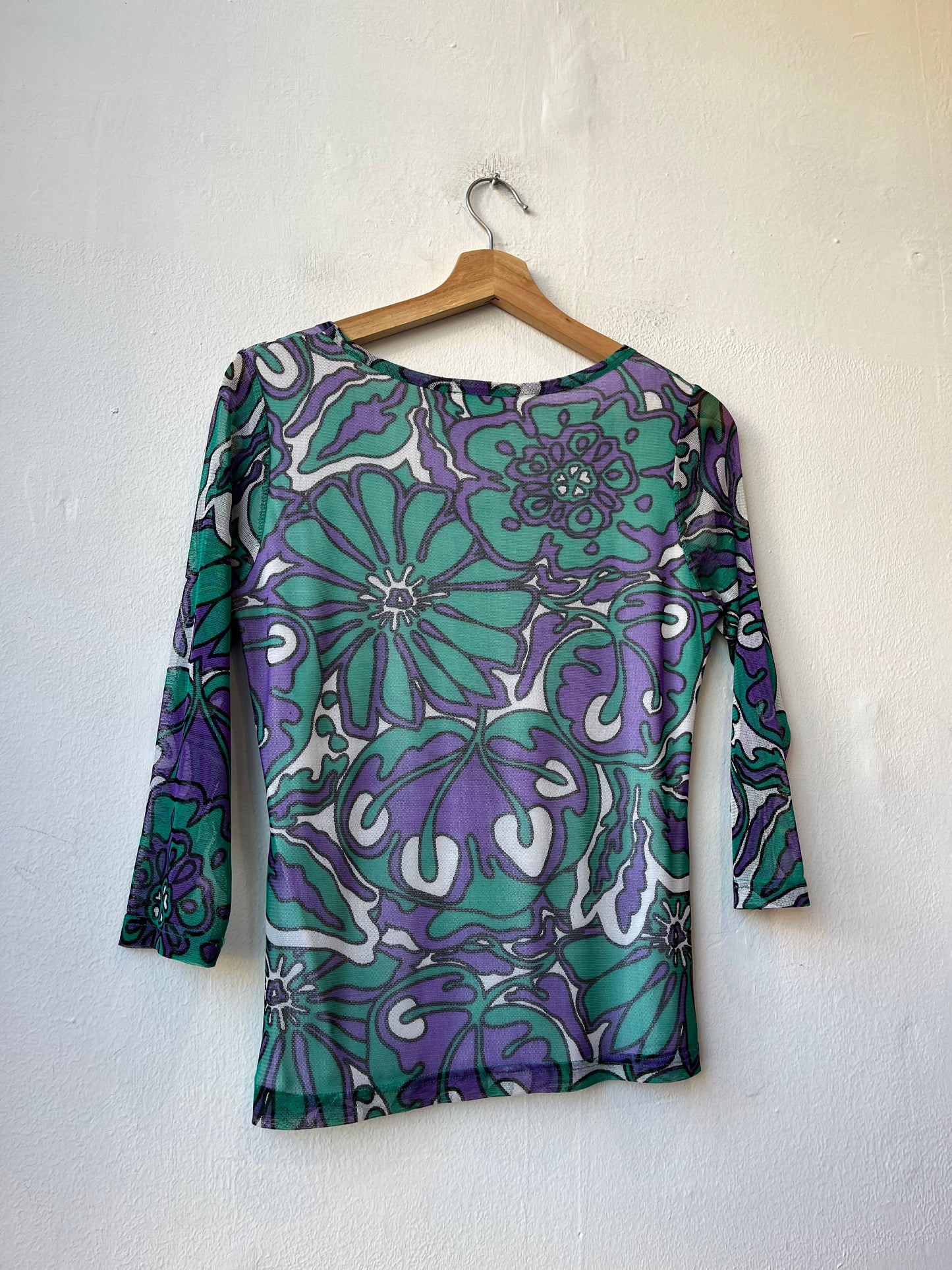 Y2K 3/4 Sleeve Mesh Top