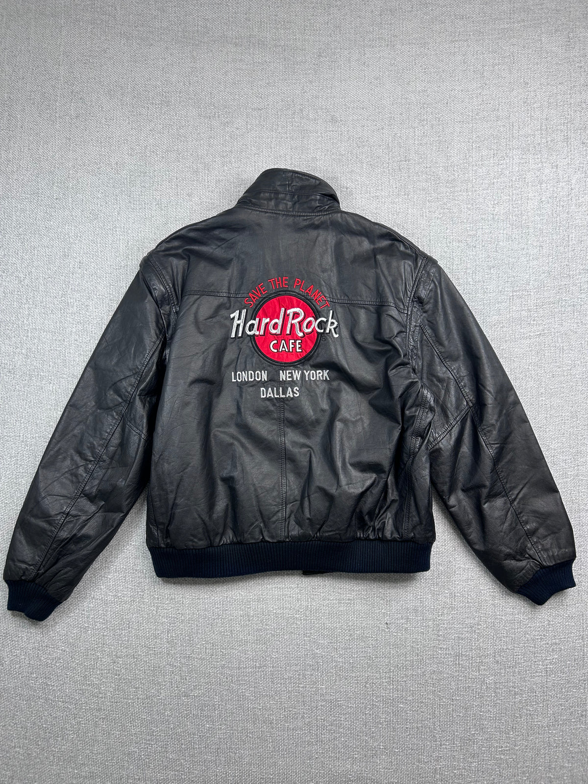 90's Hard Rock Dallas Leather Bomber Jacket