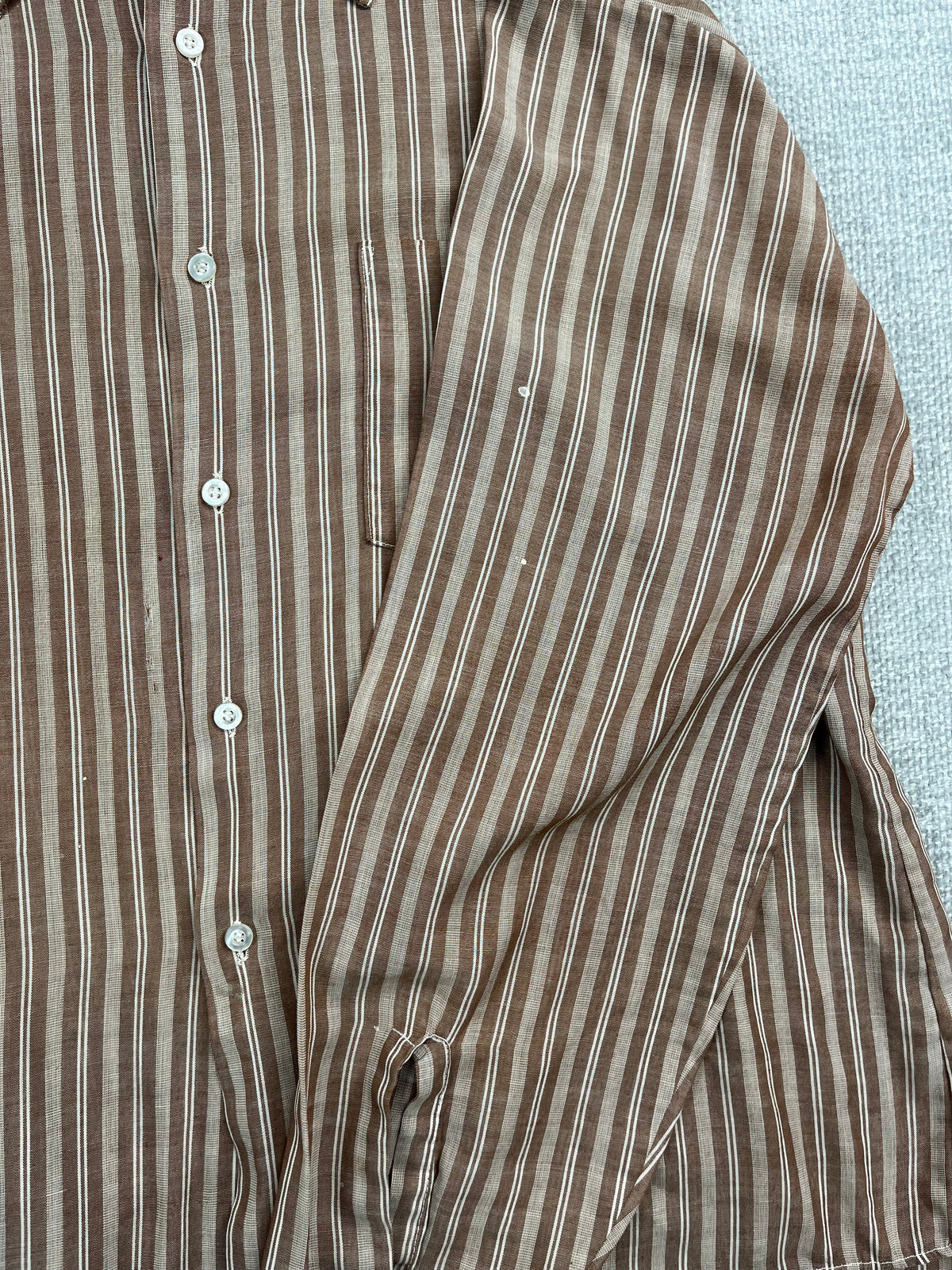 70's Brown Striped Button up Shirt