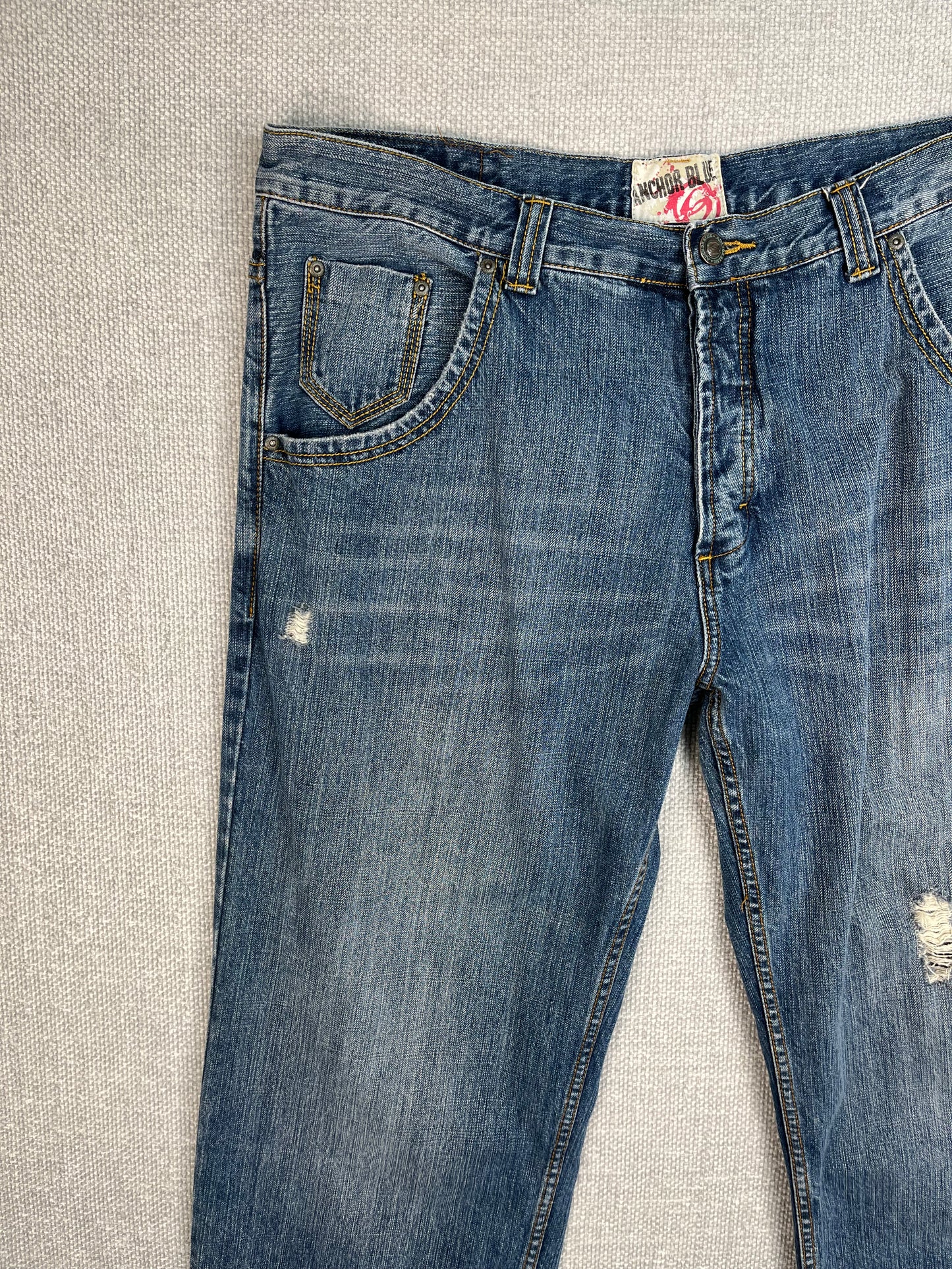 Y2K Anchor Blue Baggy Jeans 38"