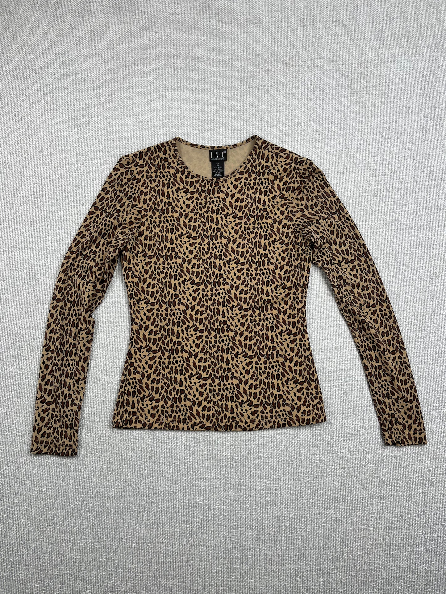 Y2K Mesh Leopard Print Long Sleeve