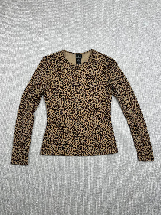 Y2K Mesh Leopard Print Long Sleeve