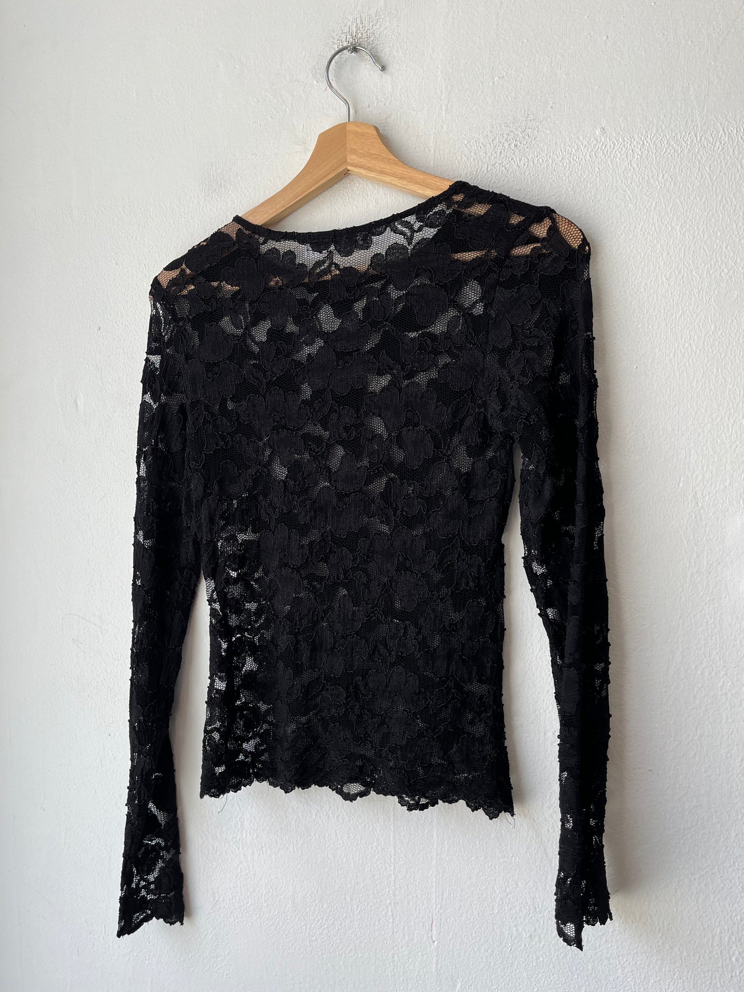 90's Black Lace Long Sleeve Top
