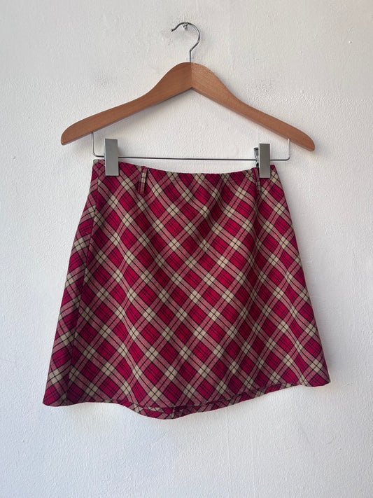 Y2K Red Plaid Skirt 26-29"