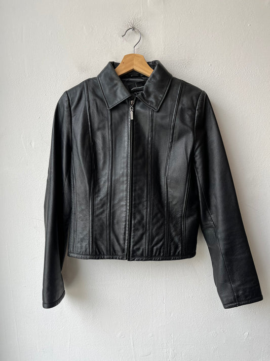 Y2K Cropped Leather Jacket
