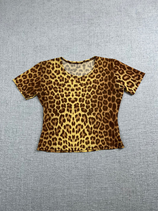 90's Mesh Leopard Print Top