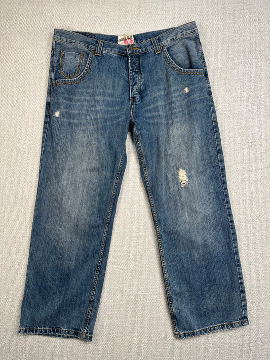 Y2K Anchor Blue Baggy Jeans 38"
