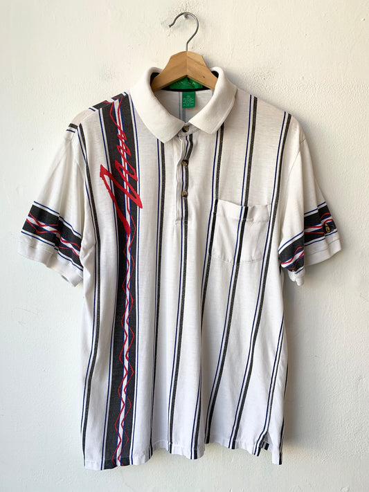 90's Penguin Striped Polo Shirt