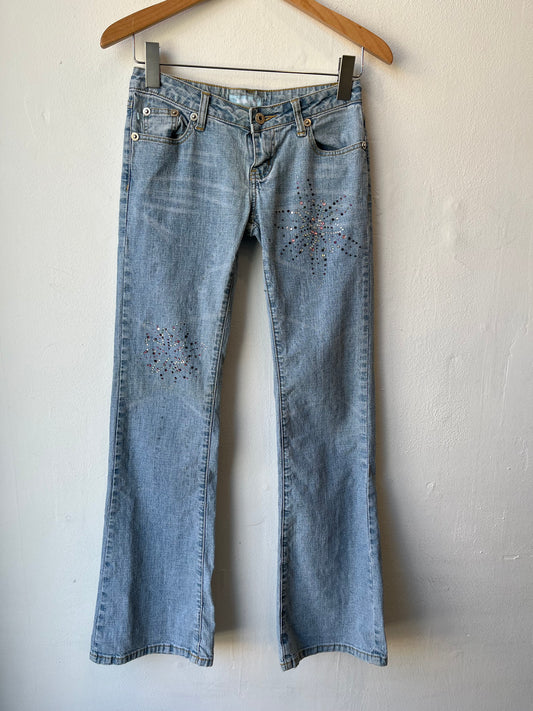 Y2K Low Rise Bedazzled Jeans 28”