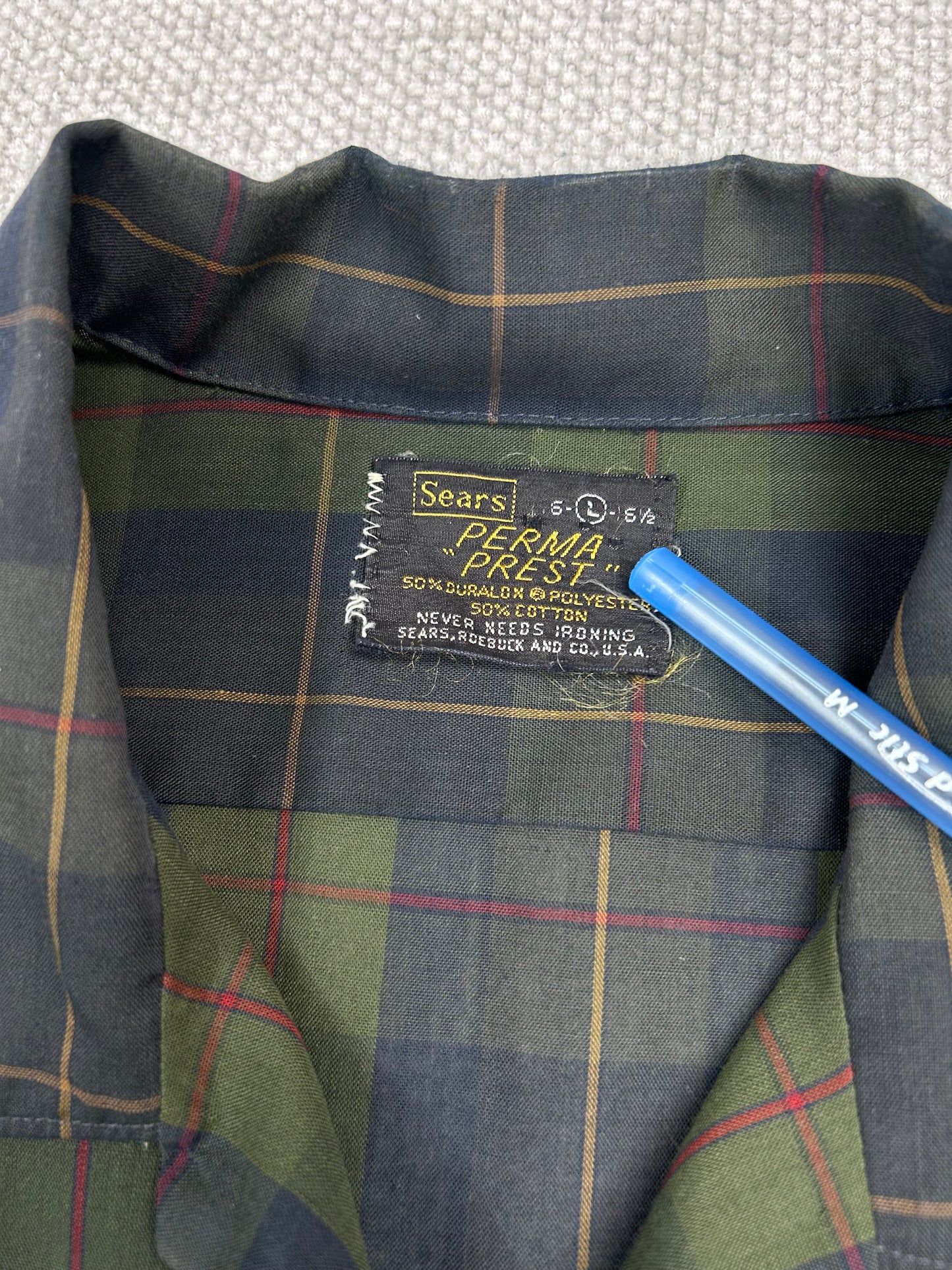 70's Sears Loop Collar Plaid Shirt
