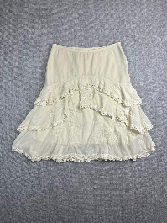 Y2K Da-Nang White Beaded Skirt 31"