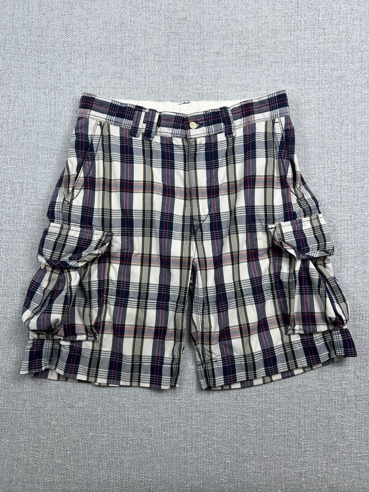 Y2K Polo Baggy Plaid Cargo Shorts 30-33"