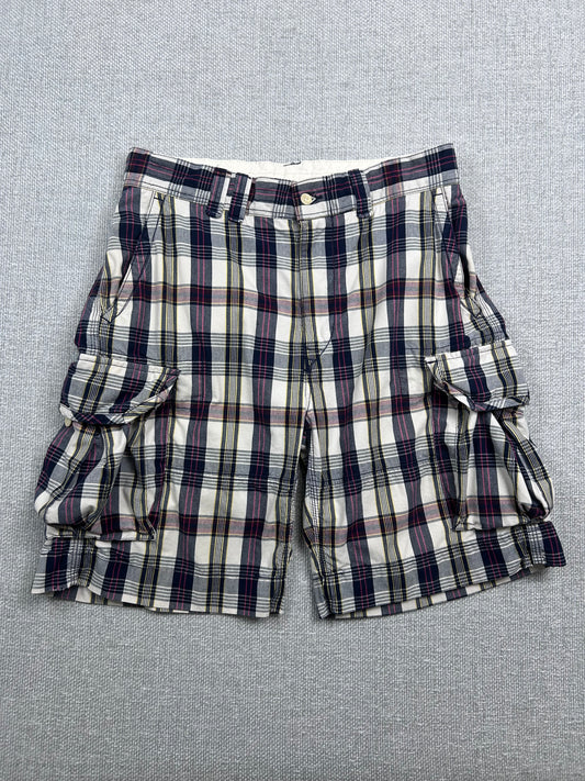 Y2K Polo Baggy Plaid Cargo Shorts 30-33"