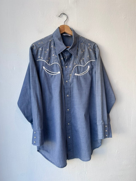 70's Embroidered Pearl Snap Shirt