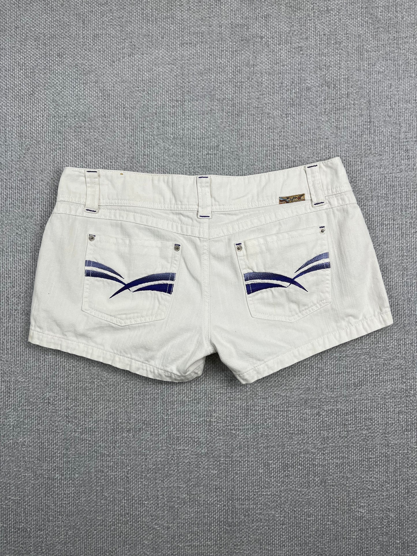 Y2K White Denim Mini Shorts 32"
