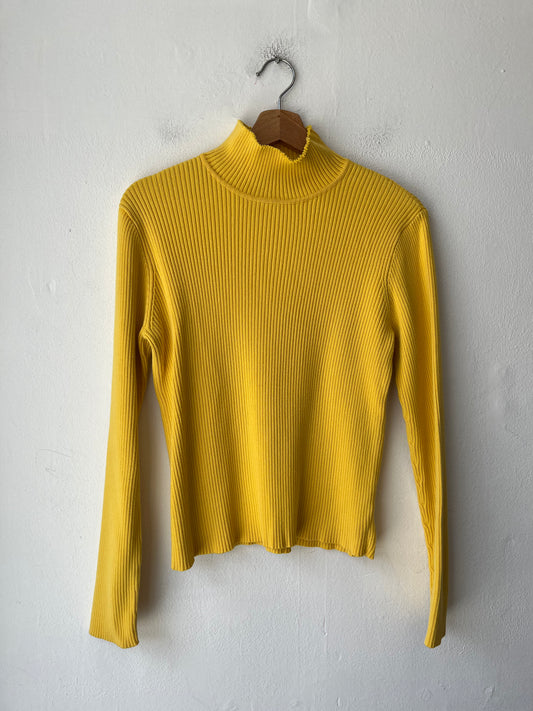 Y2K Yellow Ribbed Lauren Turtleneck