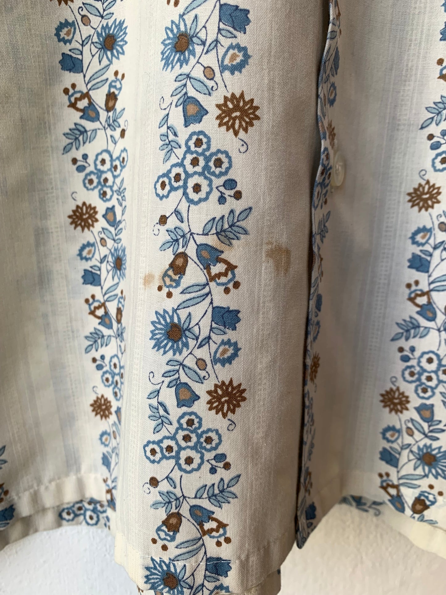 70's Flower Stripe Button Down
