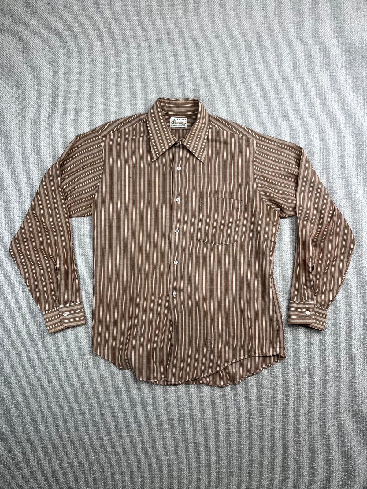 70's Brown Striped Button up Shirt