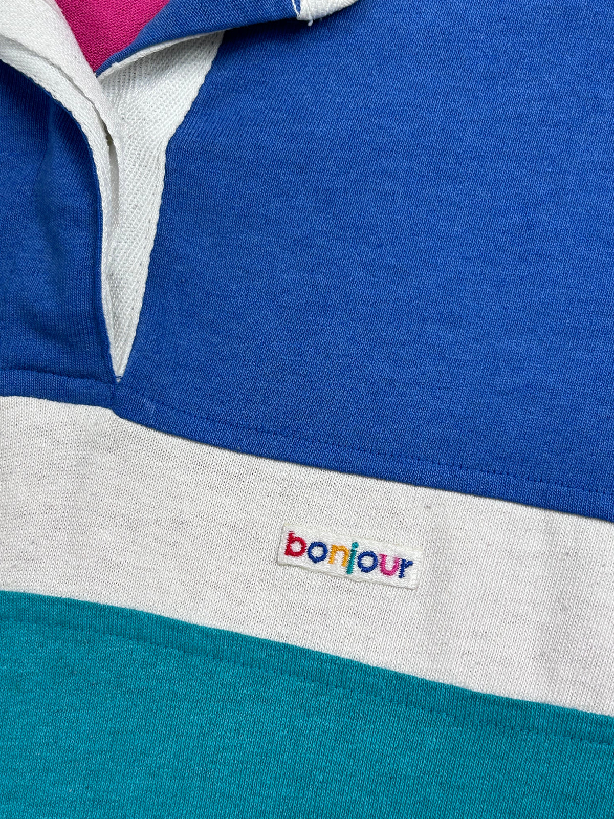 90's Bonjour Striped Rugby Shirt