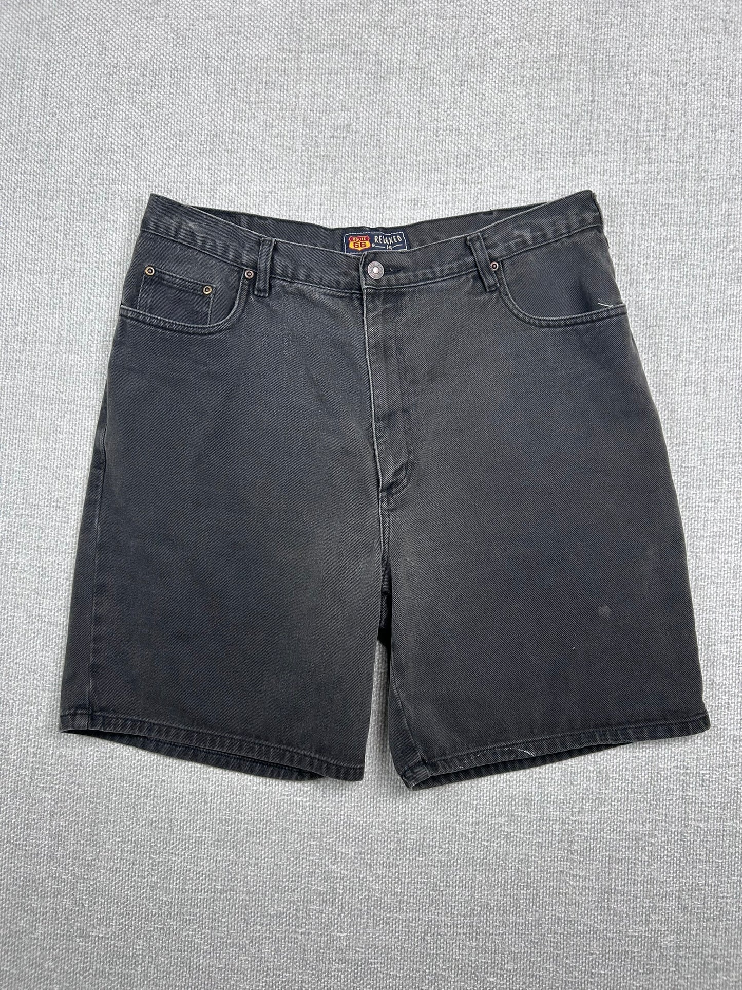 Y2K Black Denim Relaxed Fit Shorts 34"