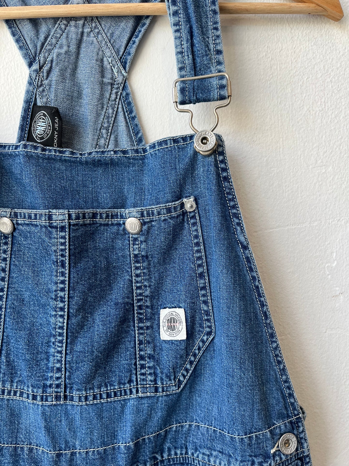 90's DKNY Denim Overall Shorts