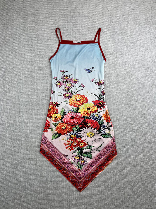 90's Floral Asymmetrical Dress