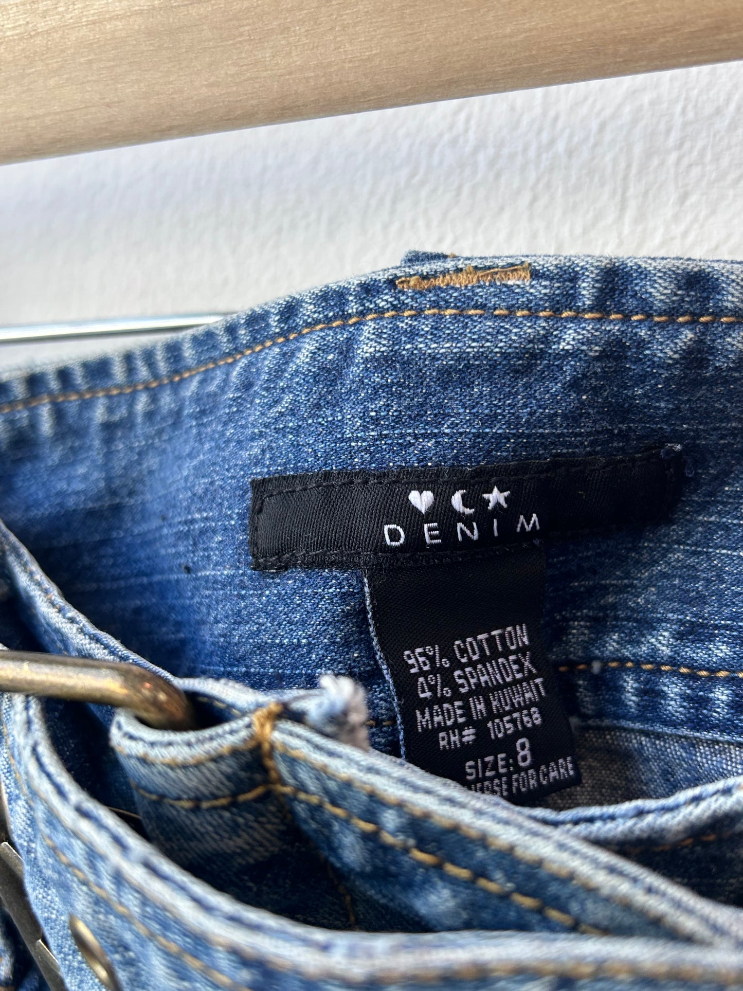 Y2K Denim Belted Mini Skirt 32”