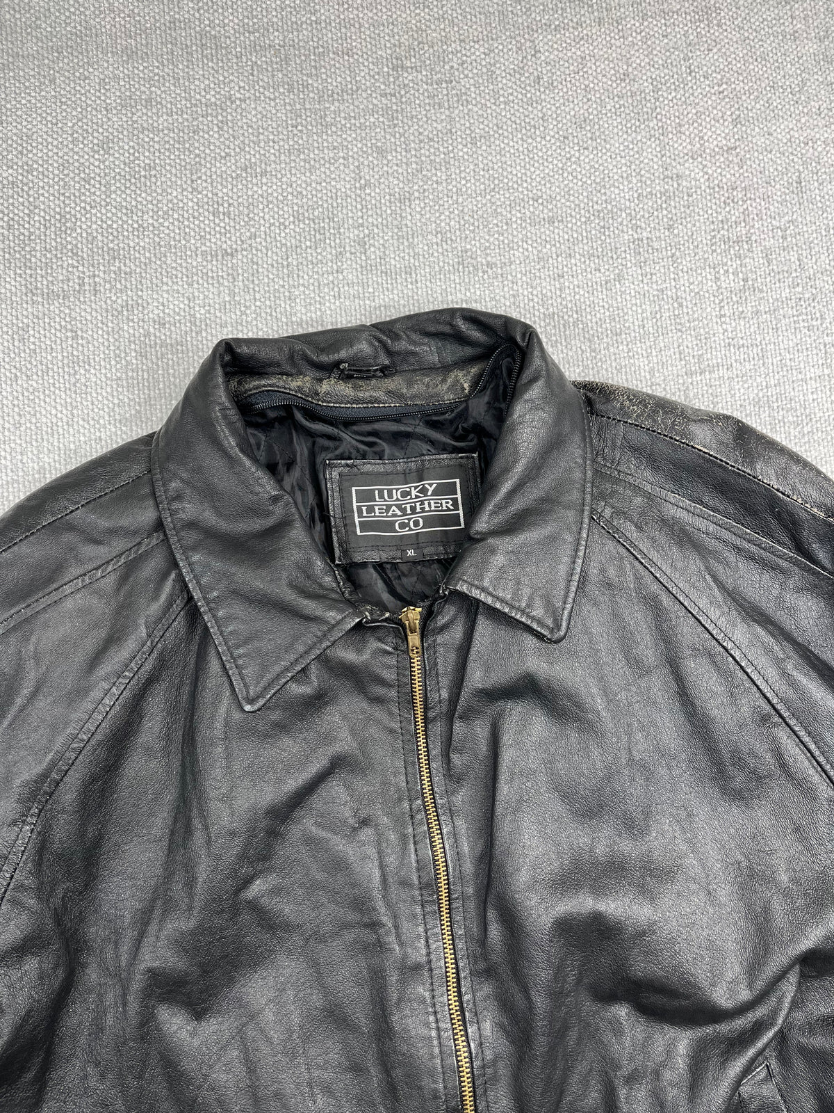 90's Black Leather Bomber Jacket