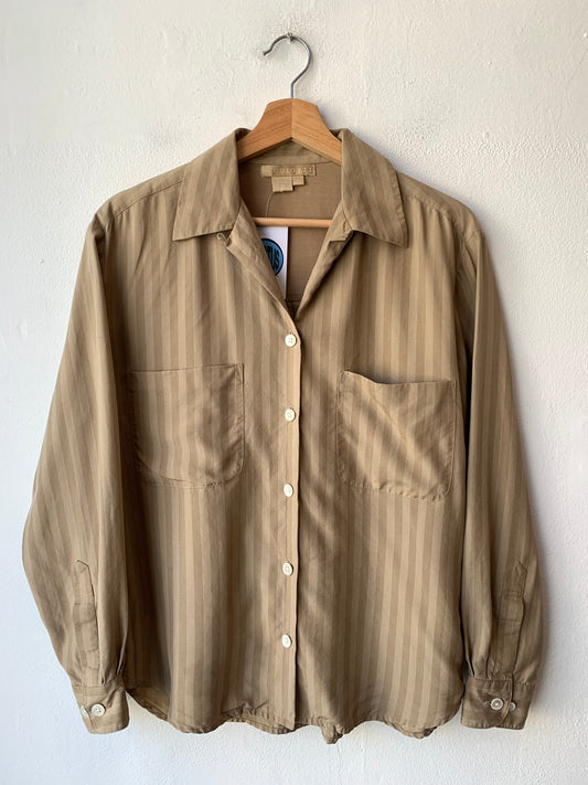90's Striped Golden Silk Shirt