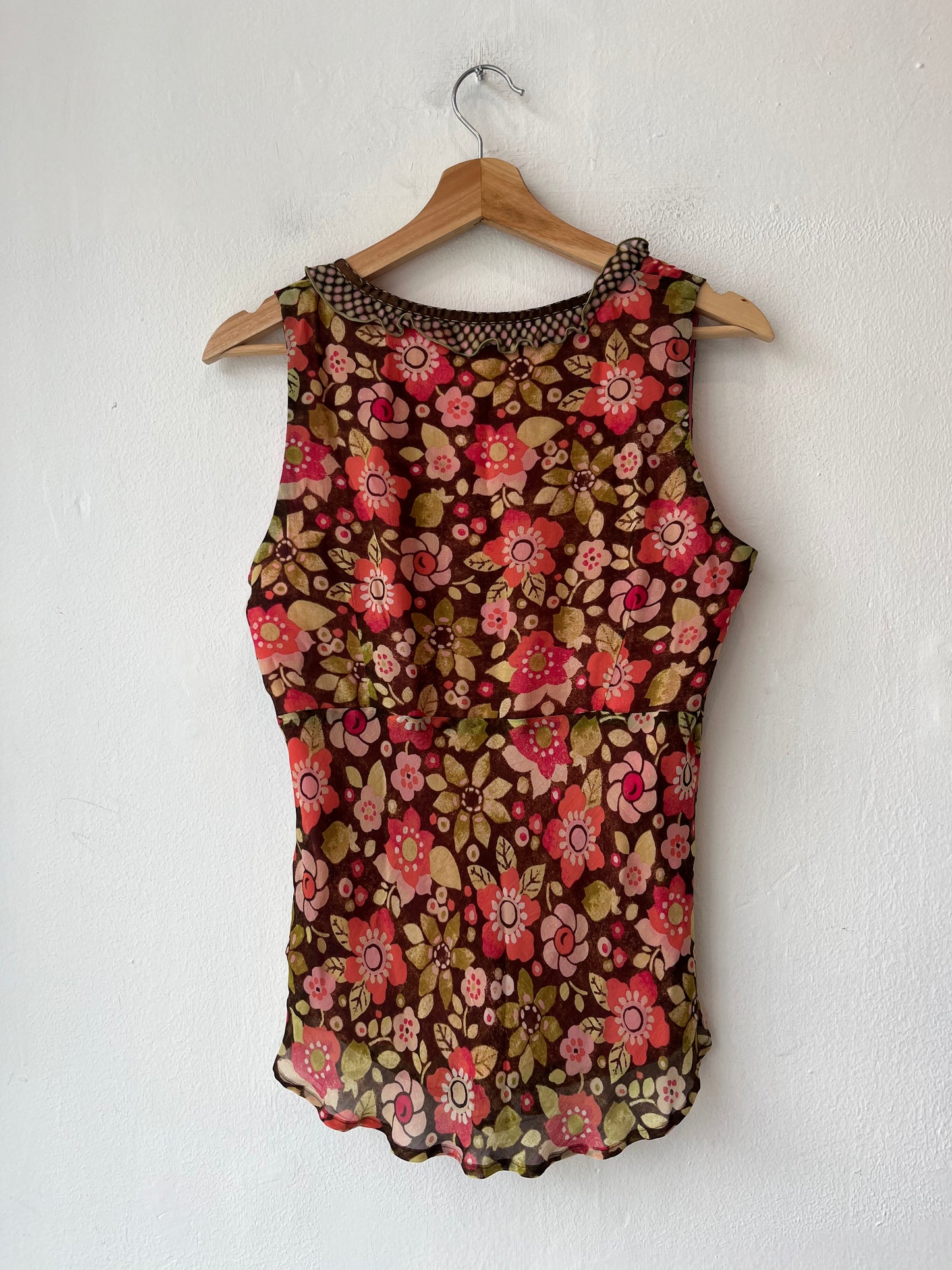 Y2K Floral Sleeveless Blouse