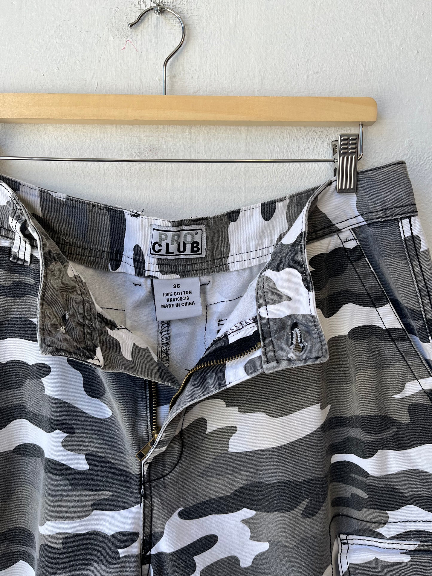 Y2K Snow Camo Cargo Shorts 35"