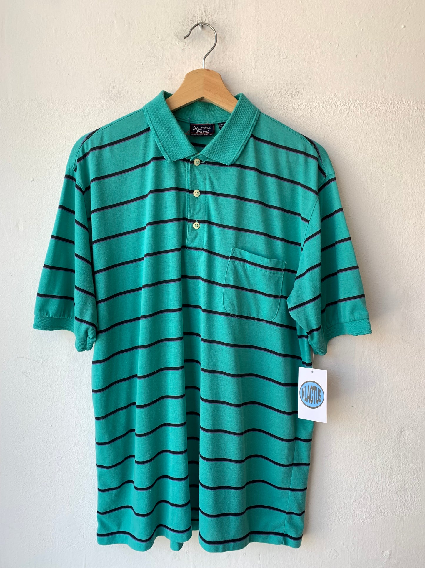 90's Teal Striped Polo Shirt