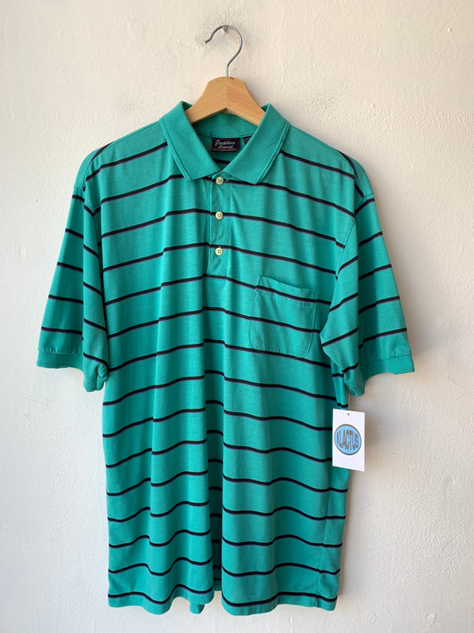 90's Teal Striped Polo Shirt