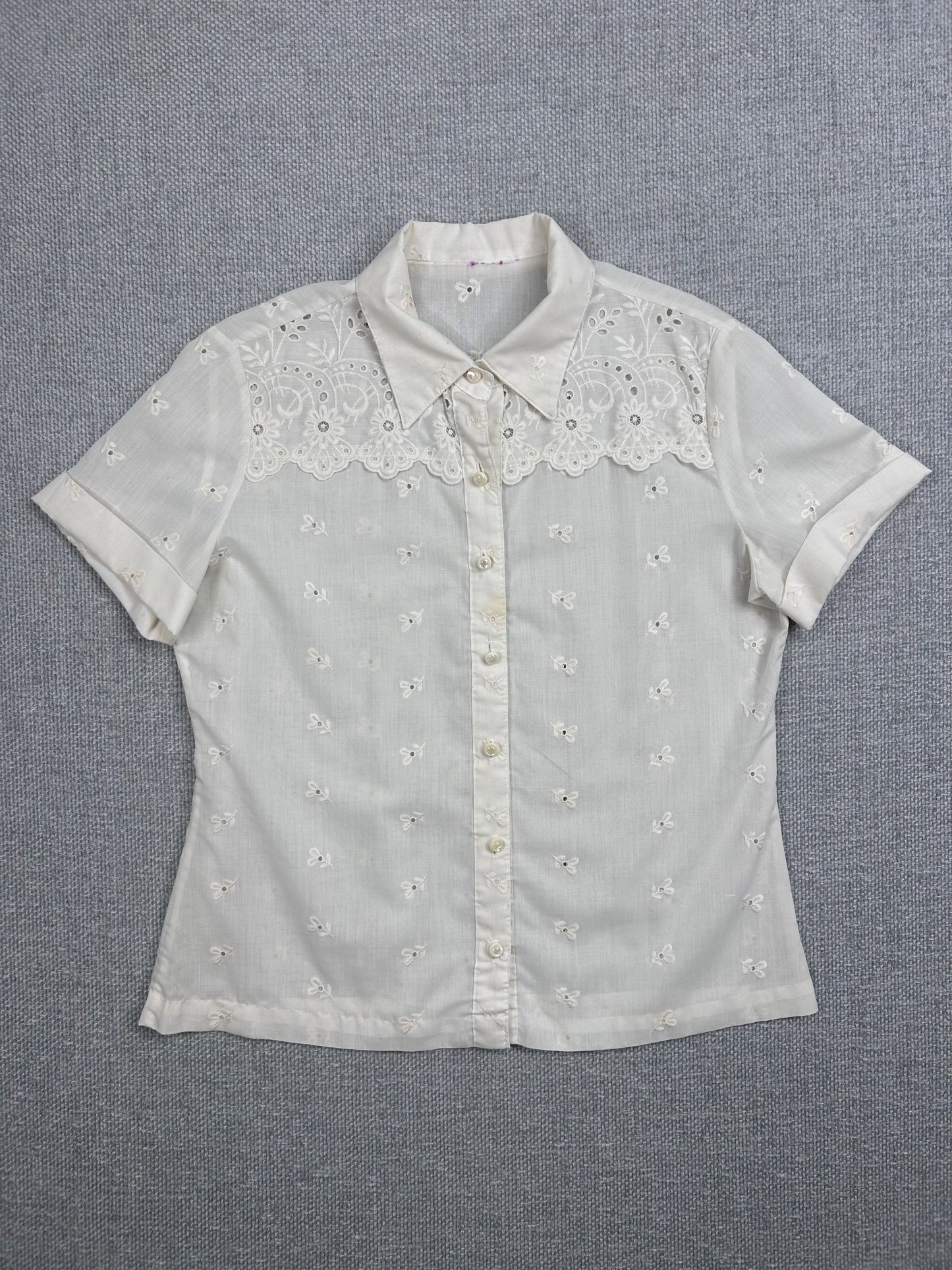 80’s Linen Flower Button Down Top