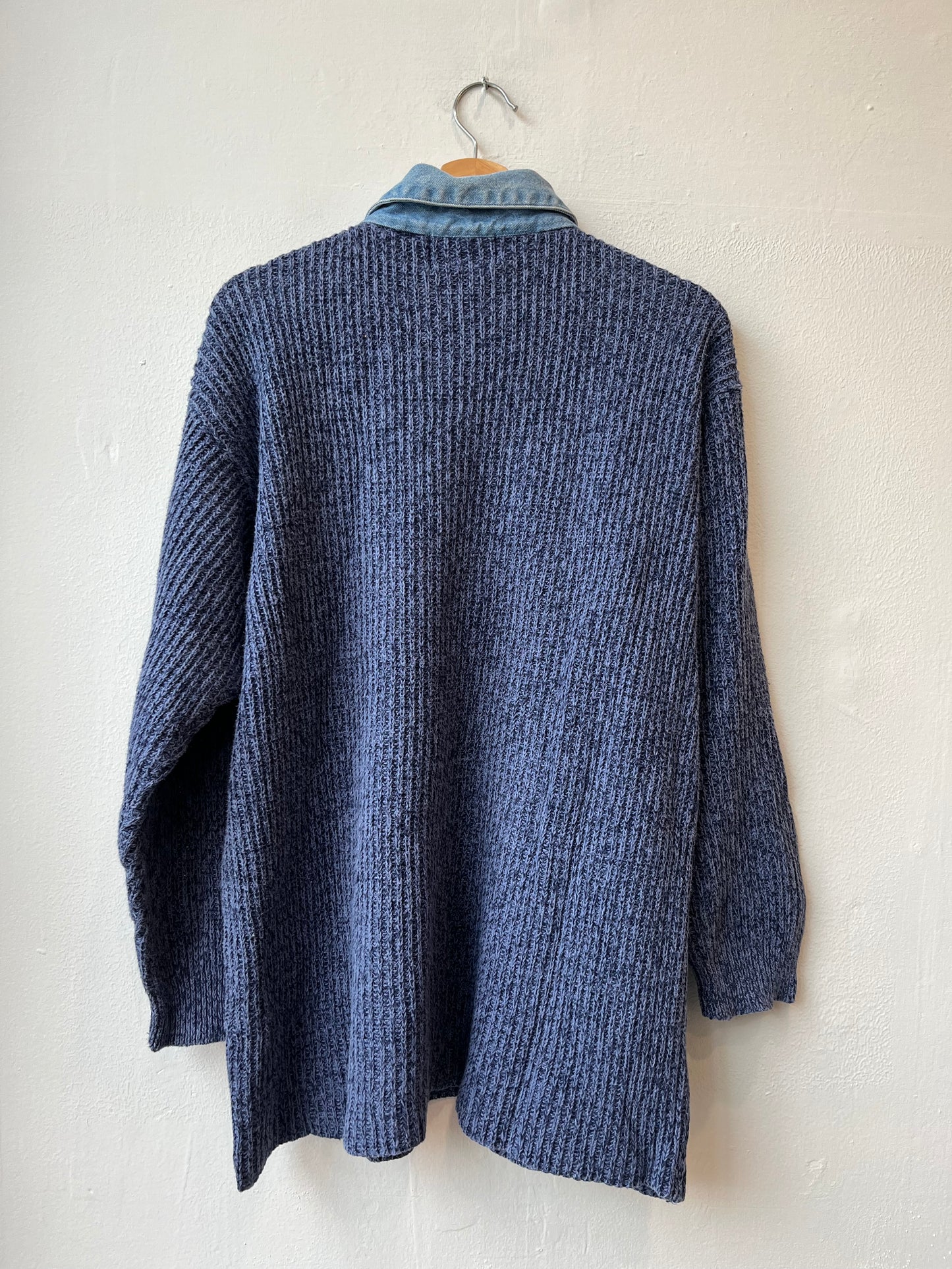 Y2K Knit Denim Collar Sweater