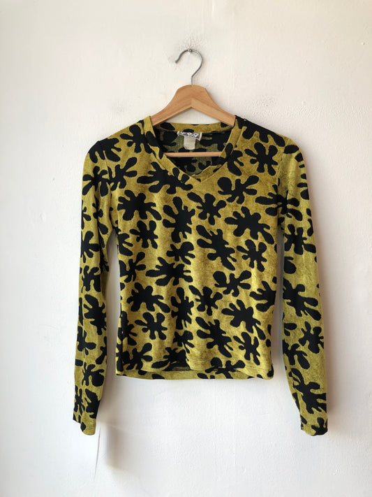 90's V Neck Patterned Top