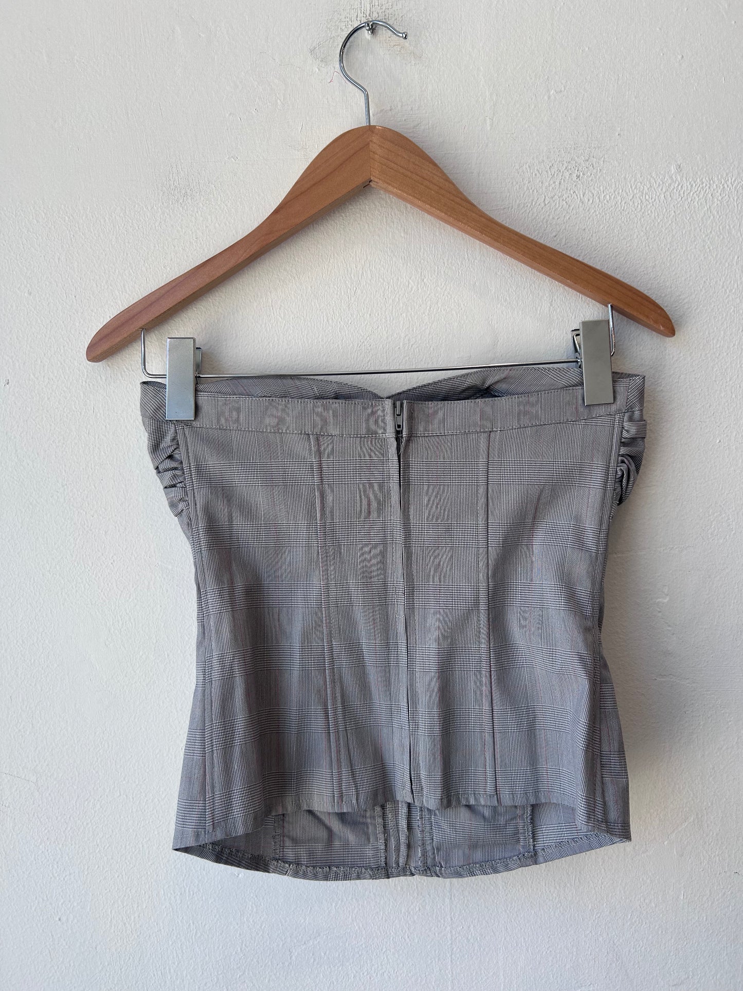 Y2K Plaid Strapless Top