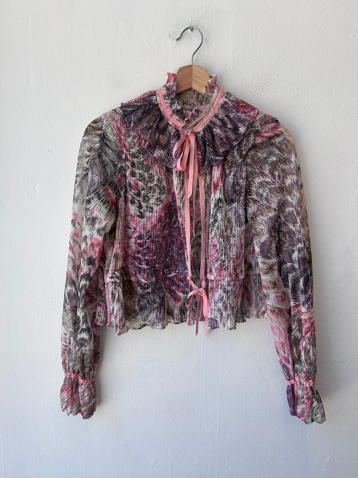 60's Floral Long Sleeve Blouse