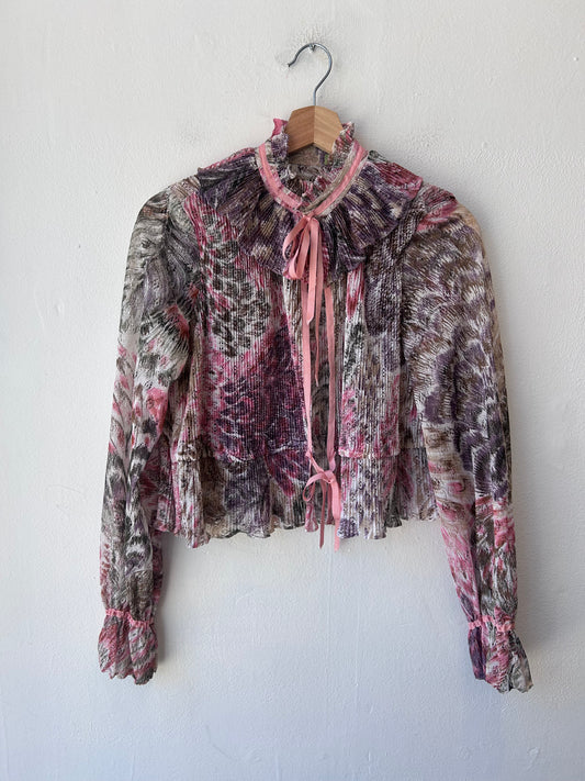 60's Floral Long Sleeve Blouse