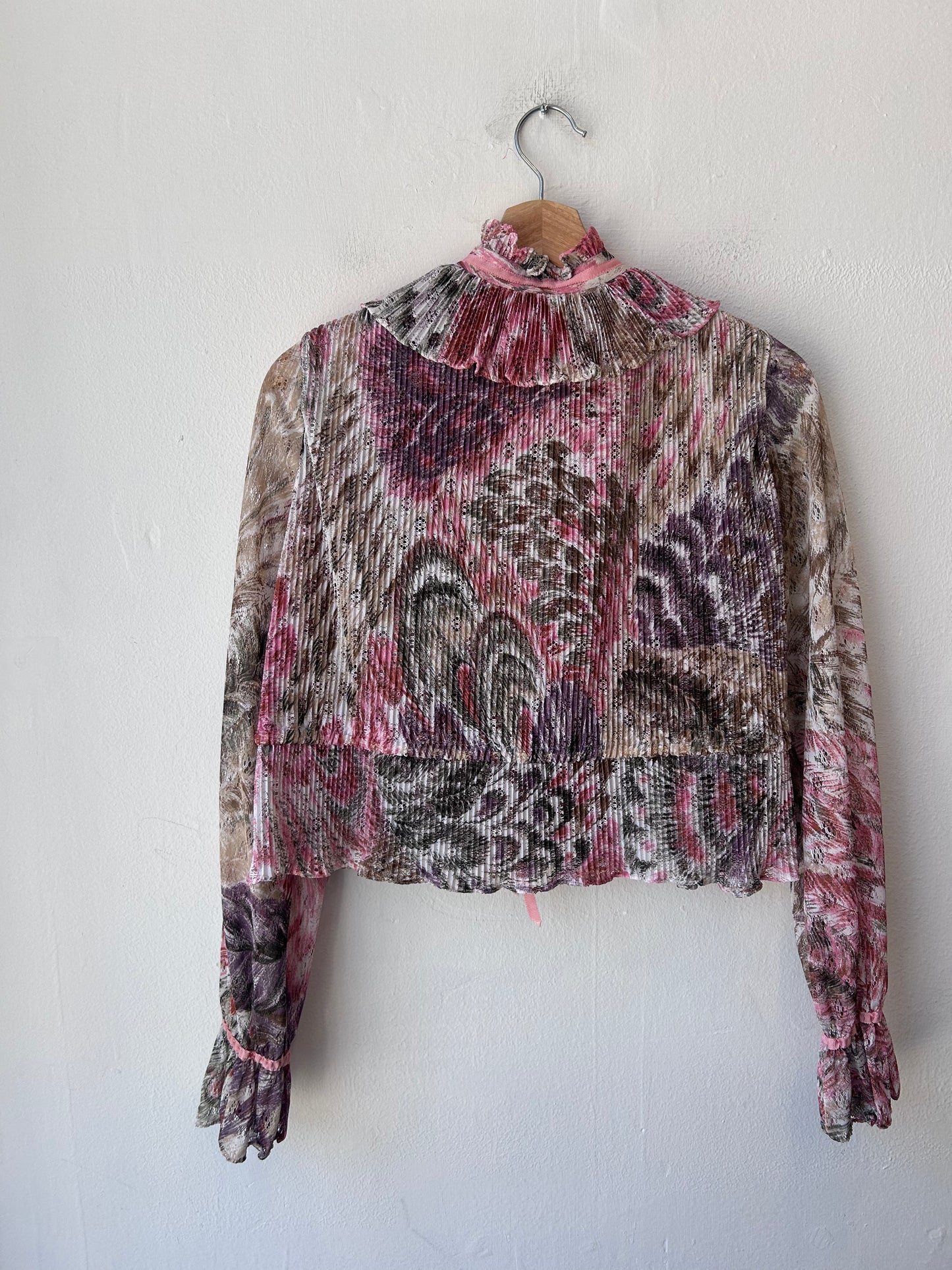 60's Floral Long Sleeve Blouse